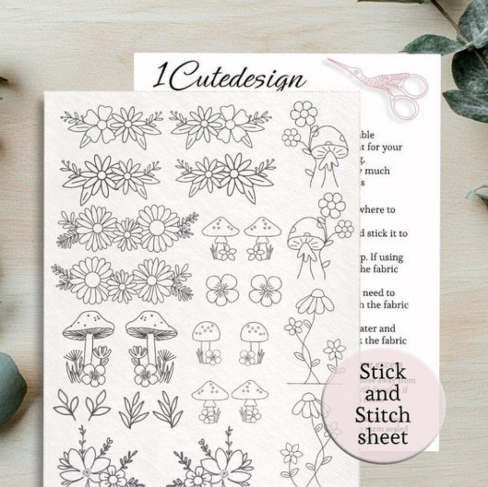 Floral stick and stitch embroidery patterns